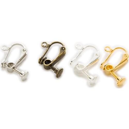 5 Piece Copper Ear Clips Non Piercing Adjustable Screw Earring Hooks Accessories Jewelry Making 17x16mm