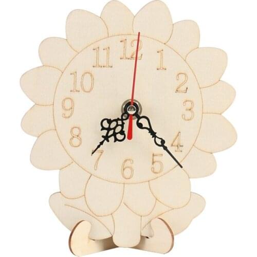 Clock Model Wood White Blank Children Kids DIY Hand Painting Wood Clock Coloring Kindergarten Art Making Materials