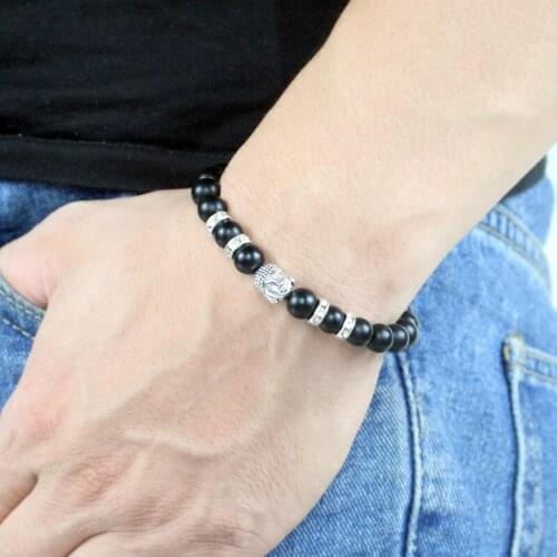 Fashion Frosted/Smooth Round Buddha Beads Bracelets For Women Couple Black Bracelet Men Handmade Charm Jewelry For Friend Gift