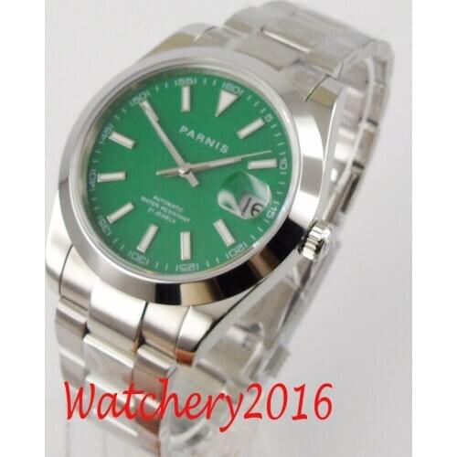 Parnis 39mm sapphire Green dial sapphire date Miyota 8215 Automatic movement Mens Watch