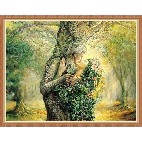 14/16/18/27/28 Tree Lovers Kiss Needlework,People Bricolage Woods DMC Cross stitch,Embroidery kits 14CT Canvas Patterns,DIY