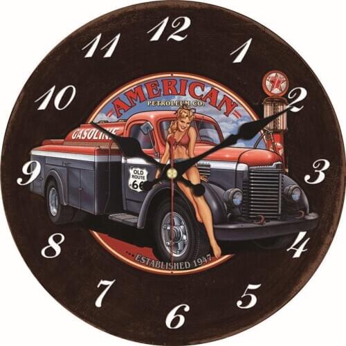 Car Beauty Women Round Wall Wooden Cardboard Clock,Modern Wall Clock Decorative Wall Clocks Battery Operated Vintage Wall Clock