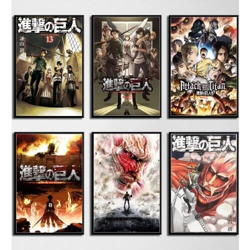 Nordic Style Print Attack On Titan Anime Painting Wall Art Canvas Painting Watercolor Poster Modular For Living Room Home Decor