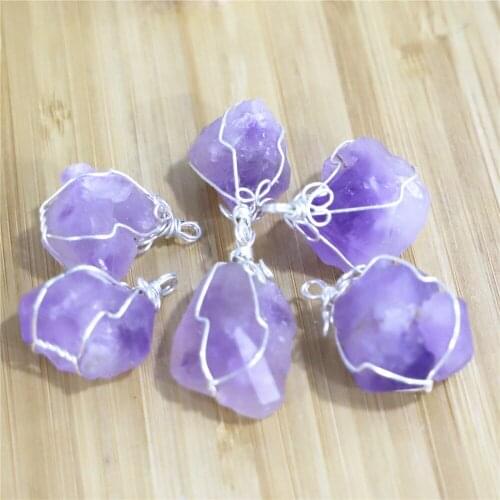 6pcs/lot New jewelry hot selling Natural stone amethysts Irregular shape pendants for jewelry making wholesale free shipping