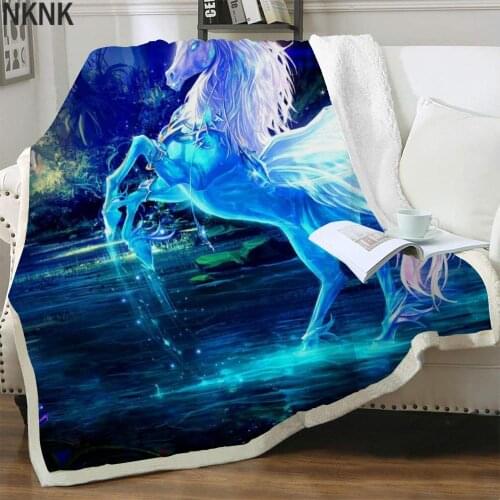 NKNK Brank Horse Blanket Animal Plush Throw Blanket Painting Blankets For Beds Harajuku Bedspread For Bed Sherpa Blanket Fashion