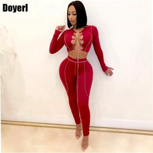 Sexy Two Piece Club Outfits for Women Festival Clothing Lace Up Crop Tops and Bodycon Pants Suit 2 Peice Set Women Matching Sets
