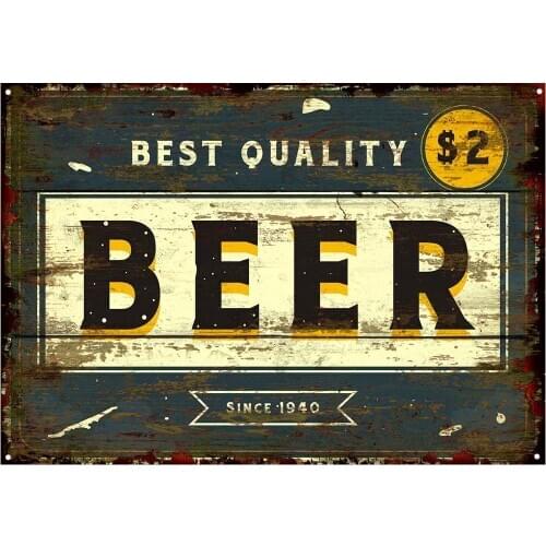 Beer for Bar Retro Metal Tin Sign Plaque Poster Wall Decor Art Shabby Chic Gift