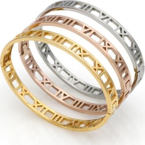 Hollow Roman Numeral Bracelets & Bangles Titanium Steel Bangle Fine Jewelry For Women Jewelry Pulseiras Top Quality Dropshipping