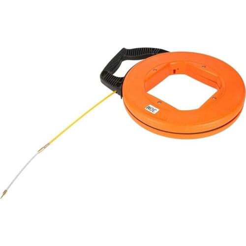Portable 30 Meter Fiberglass Fish Tape Fishing Tool Reel Puller Conduit Duct Rodder Pulling Cable
