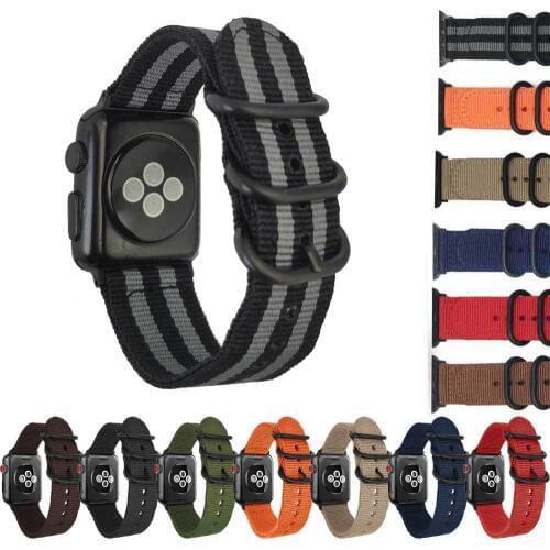 Wristband Link for Apple Watch Series 5 4 3 2 Nylon Loop 44mm 42mm 40mm 38mm Soft Replacement Canvas pulseira apple watch