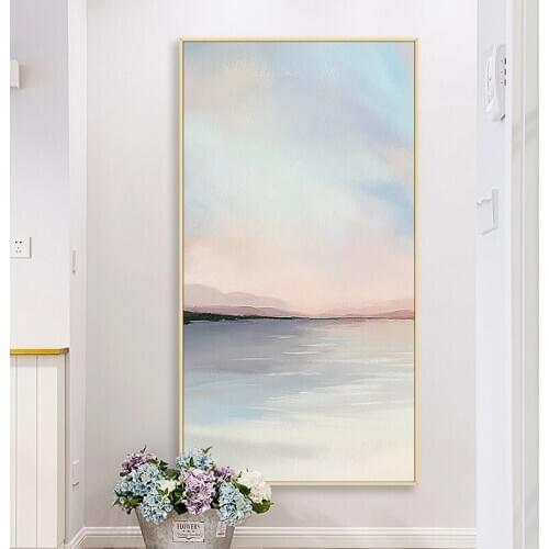 Hand-painted Oil Painting Decorative Painting Vertical Version Entrance Hallway Modern Minimalist Abstract Painting The Horizon