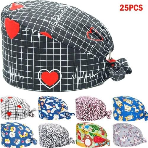 Unisex Scrub Caps Adjustable Beauty Shop Dental Clinic Nursing Cap gorros quirurgicos mujer Anime Print Work Scrub Hat Wholesale