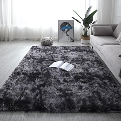 Nordic ins carpet living room coffee table bedroom carpet large area handmade tie-dye rug Thickened rectangle plush carpet