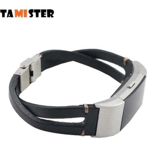 Replacement Band for Fitbit Charge 2 Heart Rate Wristband Bracelet Softness Belt Genuine Leather Strap for Fitbit Charge 2