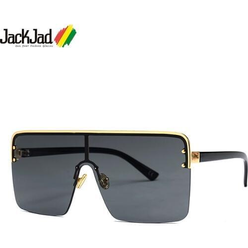JackJad Fashion Cool Square Shield Style Men Rivets Sunglasses Women Brand Designer Semi-Rimless Sun Glasses Oculos De Sol 22083
