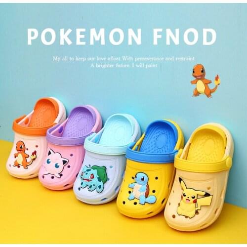Pokemon Baby Kids Shoes Pokemon Pikachu Cartoon Print Slippers for Summer Children Home Slippers Shoes Plush Toy Gifts