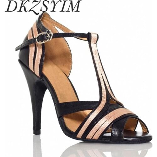 DKZSYIM White/Black Latin Dance Shoes Women Ballroom Professional Tango/Salsa Dance Shoes Party Dance Stiletto Elegant Wholesale