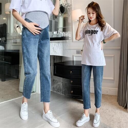 803# Maternity pants Spring Autumn Maternity Jeans Belly Support Pants Elastic Waist Loose Maternity Trousers