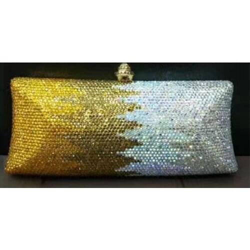 High Quality Yellow/Silver Diamond Handbags Women Bag Crystal Party Prom Evening Clutch Bag Shoulder Mini Messenger Purses
