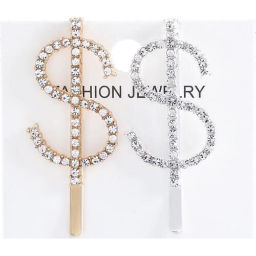 Hot 500pcs/lot Dollar Hairpins Crystal Shiny Rhinestones Word Letters Hair Clips Women Styling Tool Hairgrip Diamond Hair
