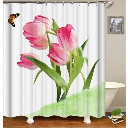 Shower Curtains Waterproof Plant 3D Print Curtains for Bathroom Fabric Curtains Customized Bath Decor
