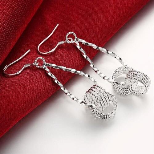 Hot charm 925 Sterling Silver Net beads long Earrings for Women Pretty fashion party wedding Jewelry Holiday Gifts