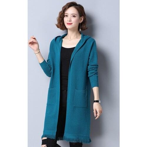 M-3XL Women Knitting Sweater Spring Autumn 2021 Fashion Tassel Colorful Knitted Cardigans Loose Hoodies Tops Outerwear Female