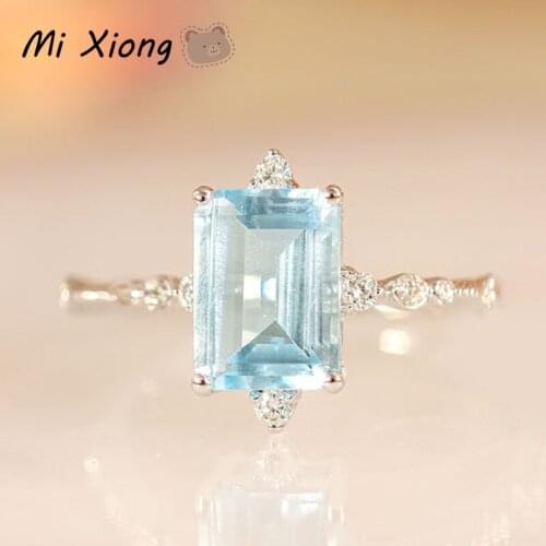 Mi Xiong Ice Gemstone Ring Women 925 Sterling Silver Wedding Engagement Party Luxury Gift Exquisite for Girlfriend Romantic Love