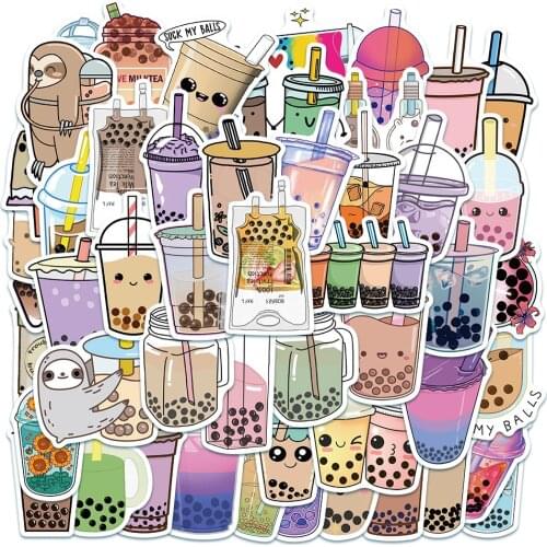 10/30/50PCS Cute Cartoon Pearl Milk Tea Stickers For Girl Boba Bubble Teas Decal Sticker To DIY Stationery Luggage Laptop Guitar
