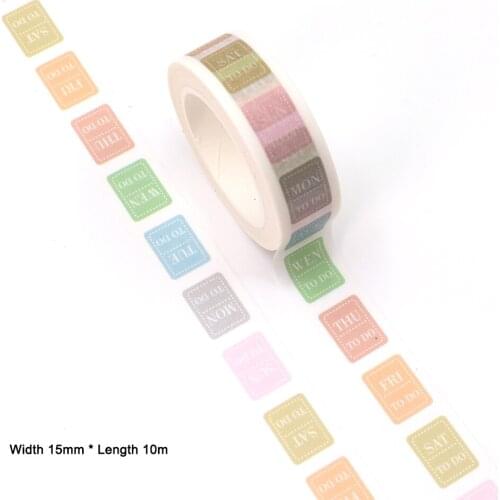 10PCS/lot 15MM*10M Day of the week note label washi tape Masking Tapes Decorative Stickers DIY Stationery School Supplies