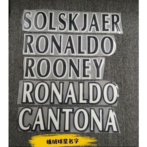 1997 - 2006 Retro Velvet material BERGKAMP GIGGS KEANE HENRY ROONEY BECKHAM Nameset Number Printing Heat Transfer Badge