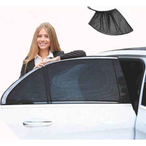 2Pcs Car Sun Visor Rear Side Window Sun Shade Mesh Fabric Sun Visor Shade Cover Shield UV Protector Black Auto Sunshade Curtain