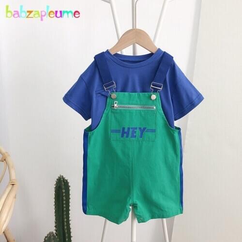 2020 Toddler Summer Baby Boys Clothes Korean Fashion Casual Kids Overalls+Short Sleeve Cotton T-shirt Children Clothing Set 1892