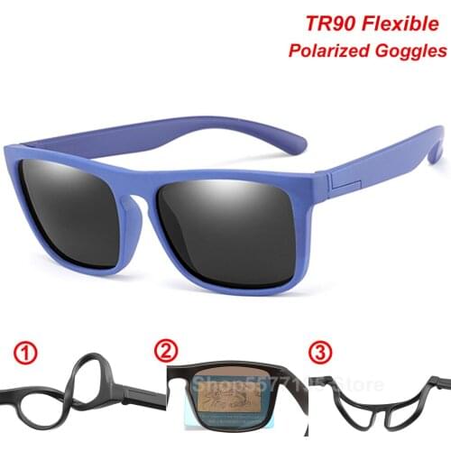 2021 TR90 Children Square Polarized Sunglasses Kids Silicone Safe Sun Glasses Girls Boys UV400 Coating Mirror Gafas de sol