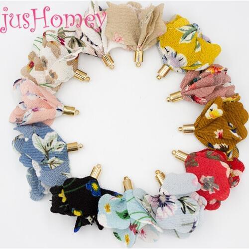 24PCS Chic Fabric Tassels Mixed Colors Fabric Flower Petal Tassels for DIY Jewelry Making, Bohemia Dangle Drop Earring Accessory