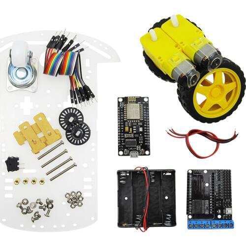 2wd rc wifi smart car kit L293D by ESP-12E for esp8266 esp 12e diy rc toy remote control by phone Lua nodeMCU+motor shield+car