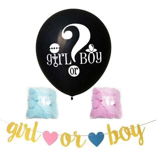 36 Inch Black Round Confetti Latex Balloon Boy or Girl Gender Reveal Party Balloon Giant Balloon With Pink Blue Confetti PAT75