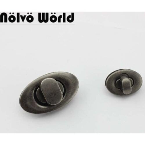 5-20sets 38X22mm 23X16mm Retro old silver ellipse twist turn lock metal twistlock for handbags factory hardware
