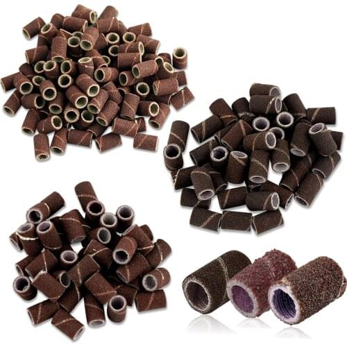 50/100/200pcs 80#/120#/180# Grit Sanding Band Machine Replacement Mandrel Bits For Nail Drill Manicure Abrasive Sleeves Tools