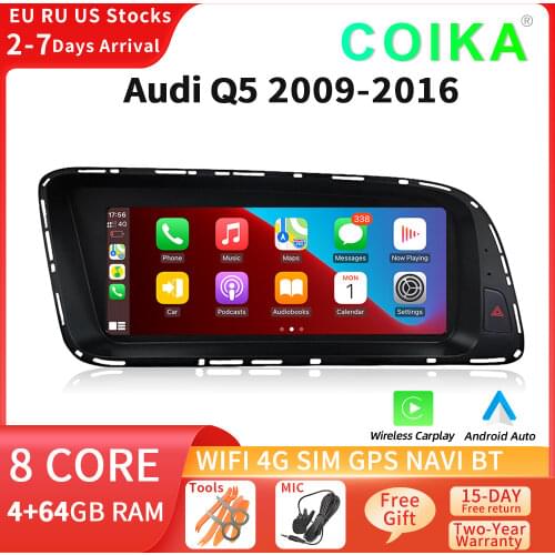 8.8" 8 Core Android 10 System Car Radio Stereo For Audi Q5 2009-2016 WIFI 4G 4+64GB Carplay BT Touch Screen GPS Navi Receiver