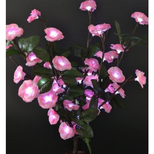 Free Shipping LED Blossom Rose Flower light 20' with 60Led Plus green leaf decoration, 3V DC Adaptor Type 3m Lead Wire 3 Colors