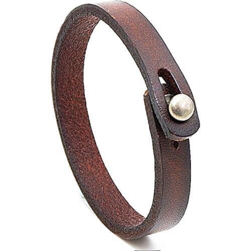 Handmade Unisex Genuine Leather Bracelet Adjustable Cuff Wristband Punk Leather Wrap Bangle for men