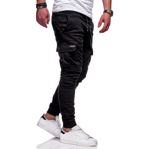 Mens Pants Vogue Slim Fit Ankle-tied Pencil Pants Joggers Trousers Male Casaul Drawstring Side Pockets Harem Solid Sportswear