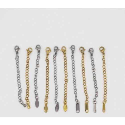 10pcs/lot 5cm Stainless Steel 18K Gold Necklace Bracelet Extender Tail Chain Lobster Clasp for DIY Handmade Jewelry Accessories