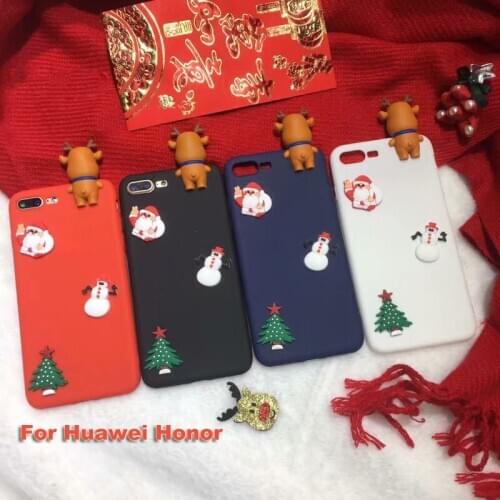 Soft 3D Elk Doll Candy Color Santa Claus Merry Christmas Case For Huawei Honor V20 V10 V9 Magic 2 Note 10 Play Lite P smart Case