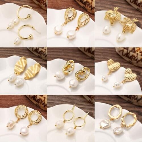 European and American popular retro freshwater pearl earrings chic style creative temperament simple set of thin Earrings