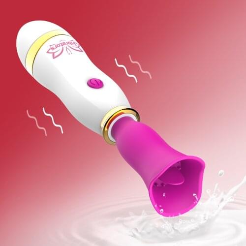 IKOKY 12 Speed Tongue Licking Vibrator Masturbator AV Stick Silicone Nipple Clitoris Licking Stimulator Sex Toys for Woman