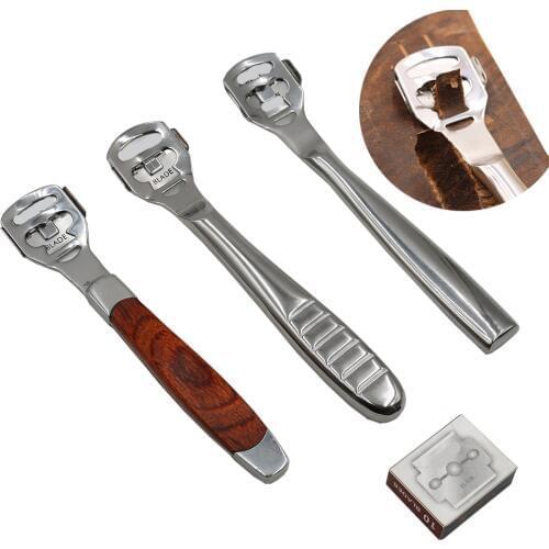 High Quality Leather Craft Thinning Tool Convenient Useful Shovel Leather Knife Silvery 3 Handles Blade Planing Leather Tools