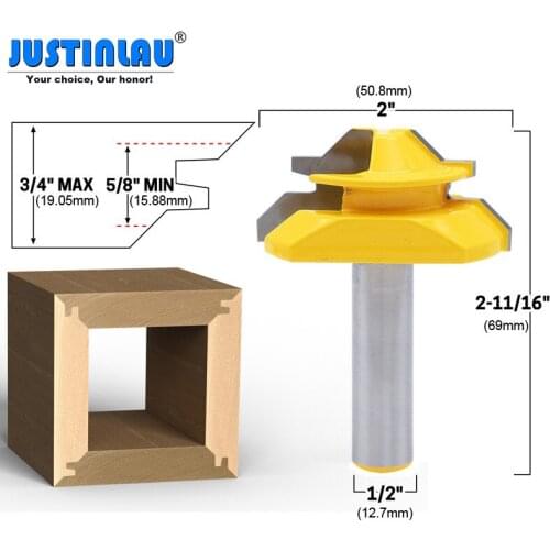 JUSTINLAU 45 Degree Tenon Joint Milling Cutter Miter Router Bit 1Pc Professional Trimming Knife Milling Cutter Woodworking Tools