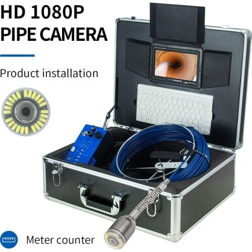 New 7inch 20M DVR Pipe Sewer Drain Underground Plumbing Inspection Camera Self Level Auto Balance Meter Counter Monitor System